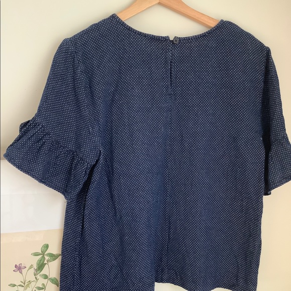 J Crew Ruffle Sleeve Polka Dot Top - Picture 7 of 8